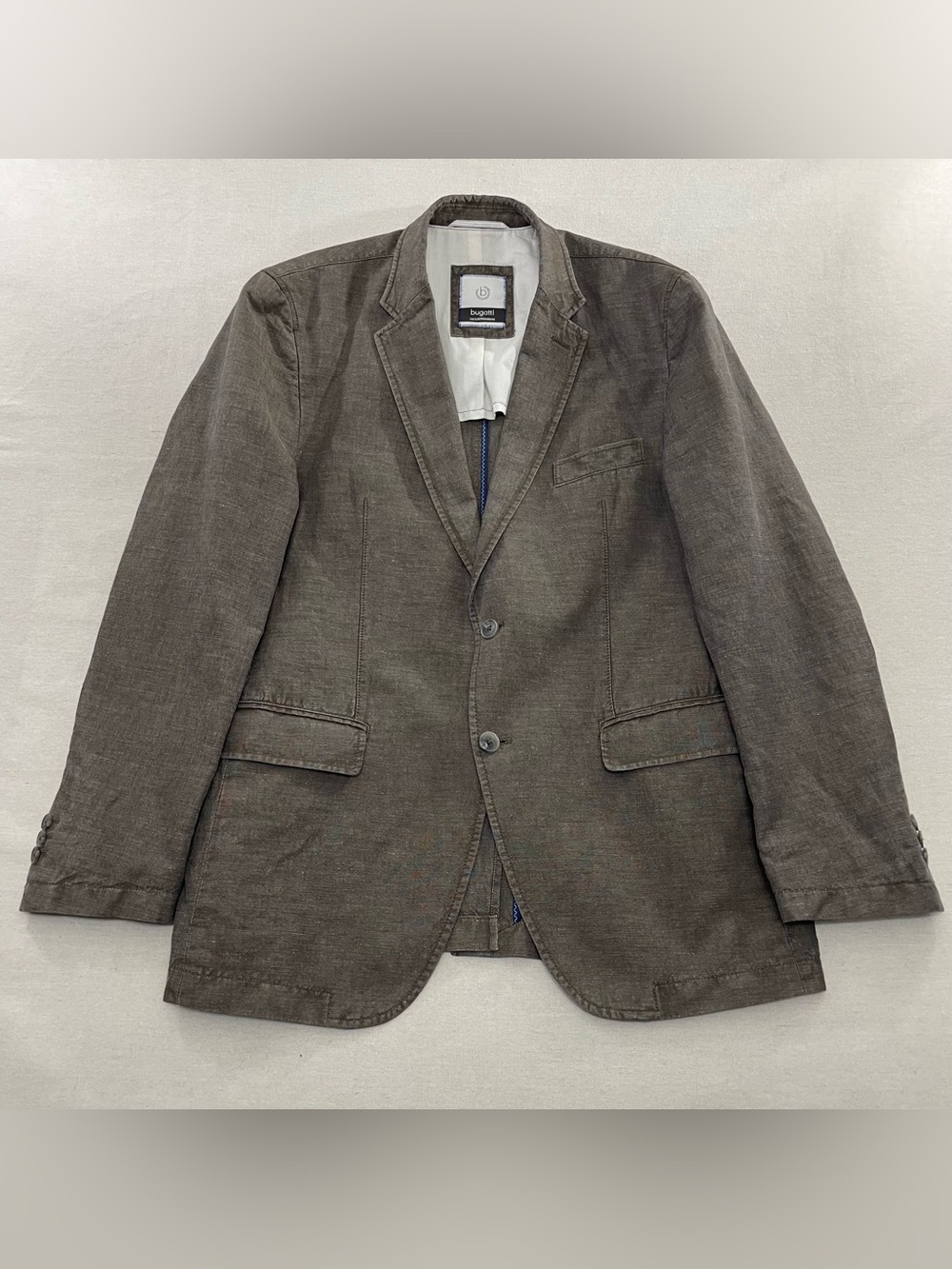 BUGATTI Men's Sport Coat 42R Brown Linen/Cotton Blazer Duster Jacket Old Money